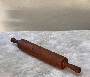 Vintage Rolling Pin 17" Long One Piece Solid Round Brown